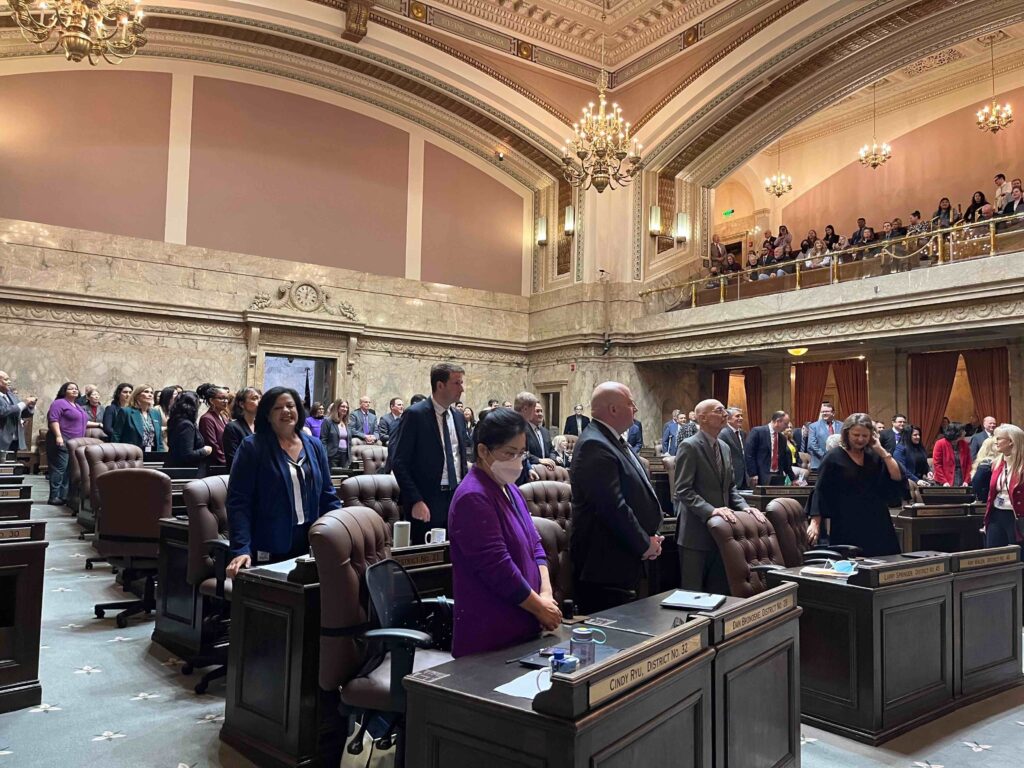 Photo: The 2024 Washington state legislative session gets underway in the House of Representatives on Jan. 8, 2024. (Laurel Demkovich/Washington State Standard)