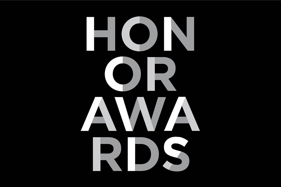 Black background with greyscale letters saying "HONOR AWARDS'