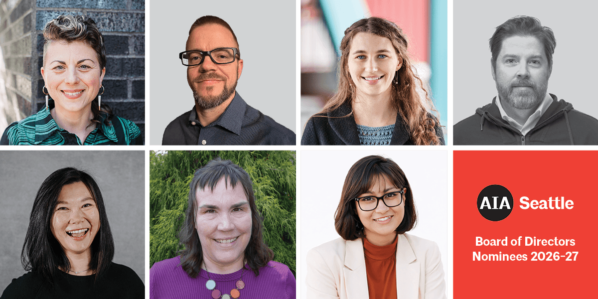 collage of headshots for the members being voted on or elevated2026-27 AIA Seattle Board Vote